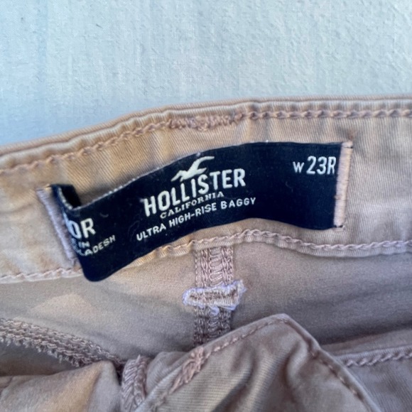 Hollister Pants Women 23R 000R Ultra High-Rise Baggy Wide Leg  Khaki Cargo Pants - Picture 2 of 7
